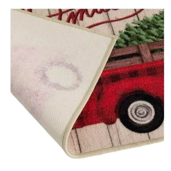 Christmas Rug and Ornaments Red Pickup Truck Holiday Seasonal Mat JJ1262/1166 - Picture 4 of 7